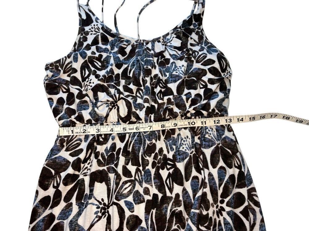 LOFT brown and blue tropical floral sleeveless faux wrap maxi dress - M - Picture 8 of 9
